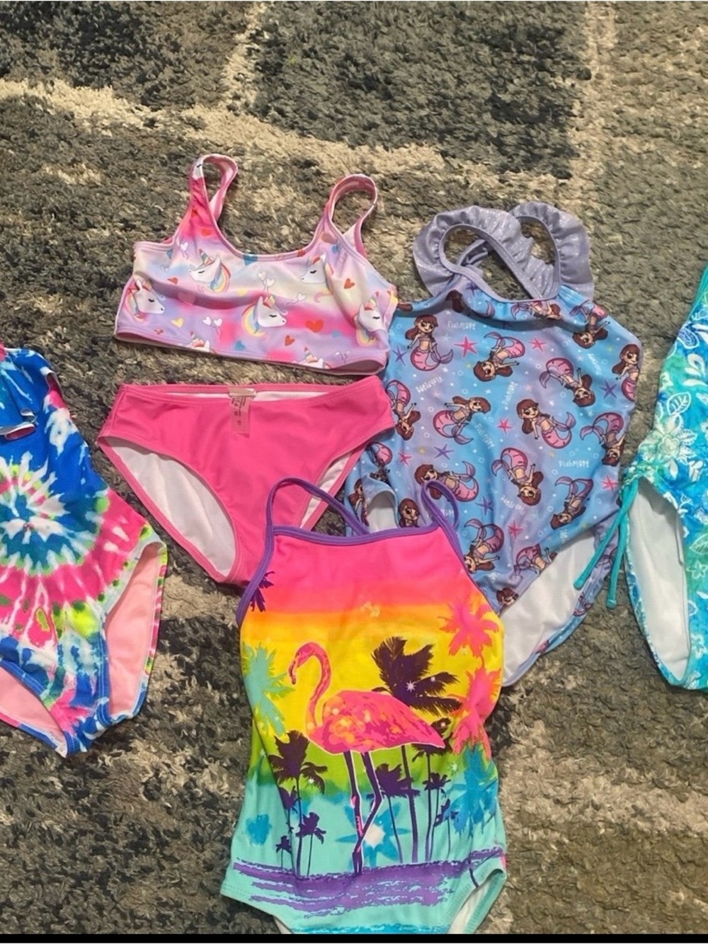 The Limited Girls Multicolor Flamingo One-Piece Swimsuit - Pink Yellow Blue